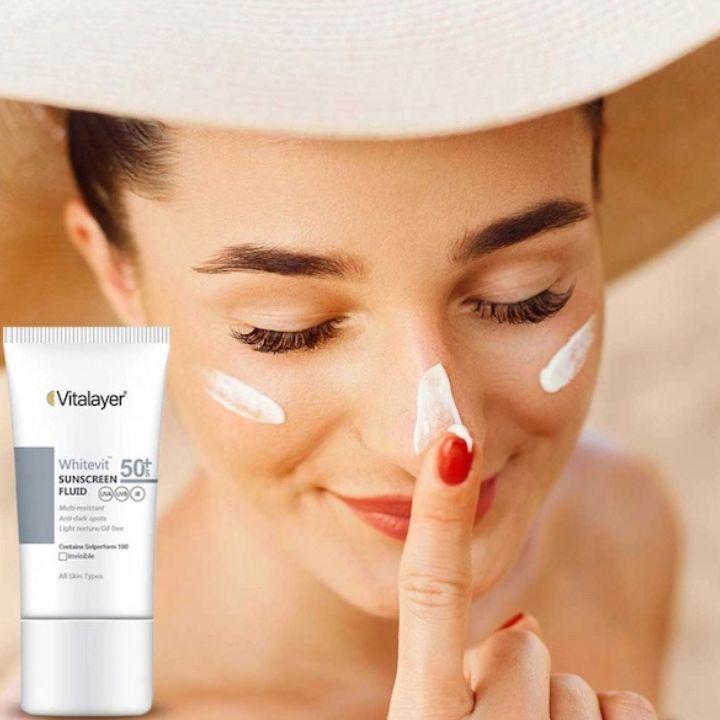 خرید فلوئید ضد آفتاب و ضد لک بی رنگ Whitevit SPF50 ویتالیر 50ml