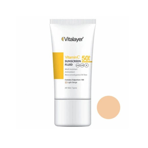 فلوئید ضد آفتاب رنگی ویتامین سی SPF50 ویتالیر 50ml (Light Beige)