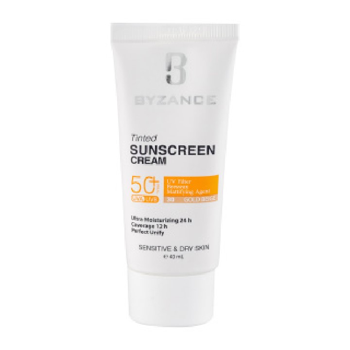 کرم ضد آفتاب رنگی بیزانس مناسب پوست های حساس و خشک با SPF50 حجم 40 میلی لیتر