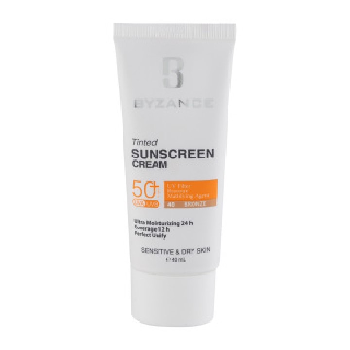 کرم ضد آفتاب رنگی بیزانس مناسب پوست های حساس و خشک با SPF50 حجم 40 میلی لیتر