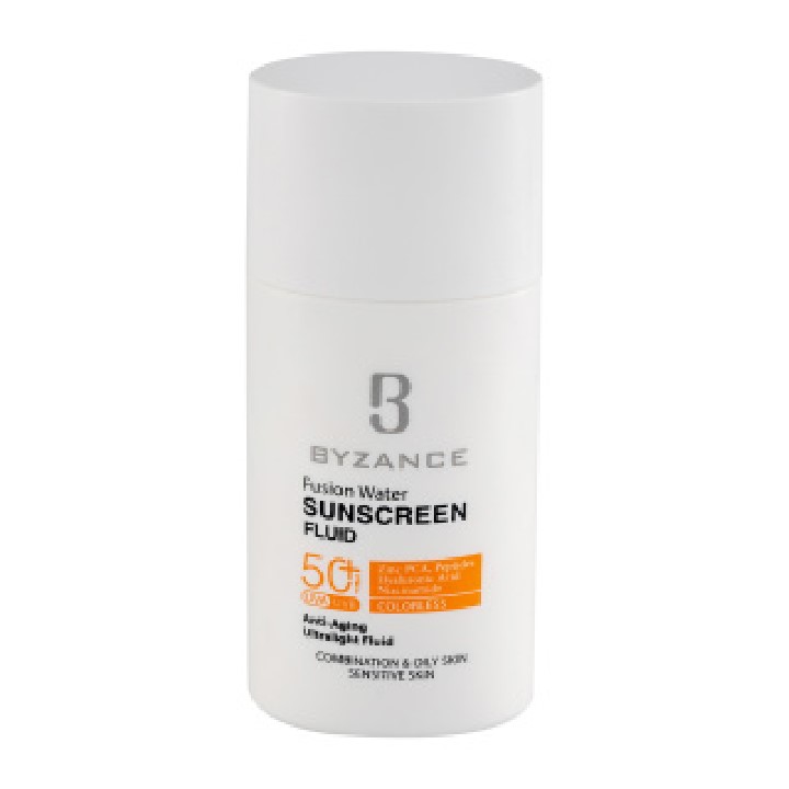 فلوئید ضد آفتاب بیزانس Byzance مدل فیوژن واتر حاوی ضد چروک با SPF50 حجم ml50