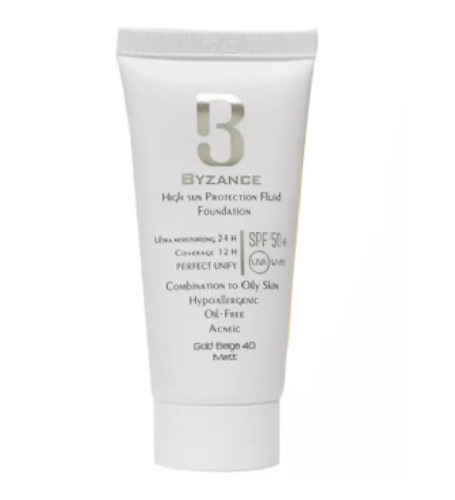 فلوئید ضد آفتاب رنگی بیزانس Byzance مناسب پوست مختلط تا چرب با SPF50  حجم 30ml