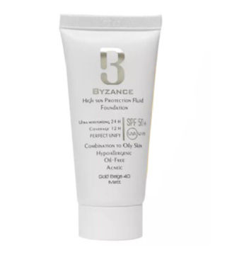 فلوئید ضد آفتاب رنگی بیزانس Byzance مناسب پوست مختلط تا چرب با SPF50  حجم 30ml