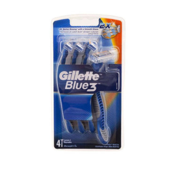 تیغ اصلاح سه لبه مدل blue 3 بسته 4 عددی ژیلت